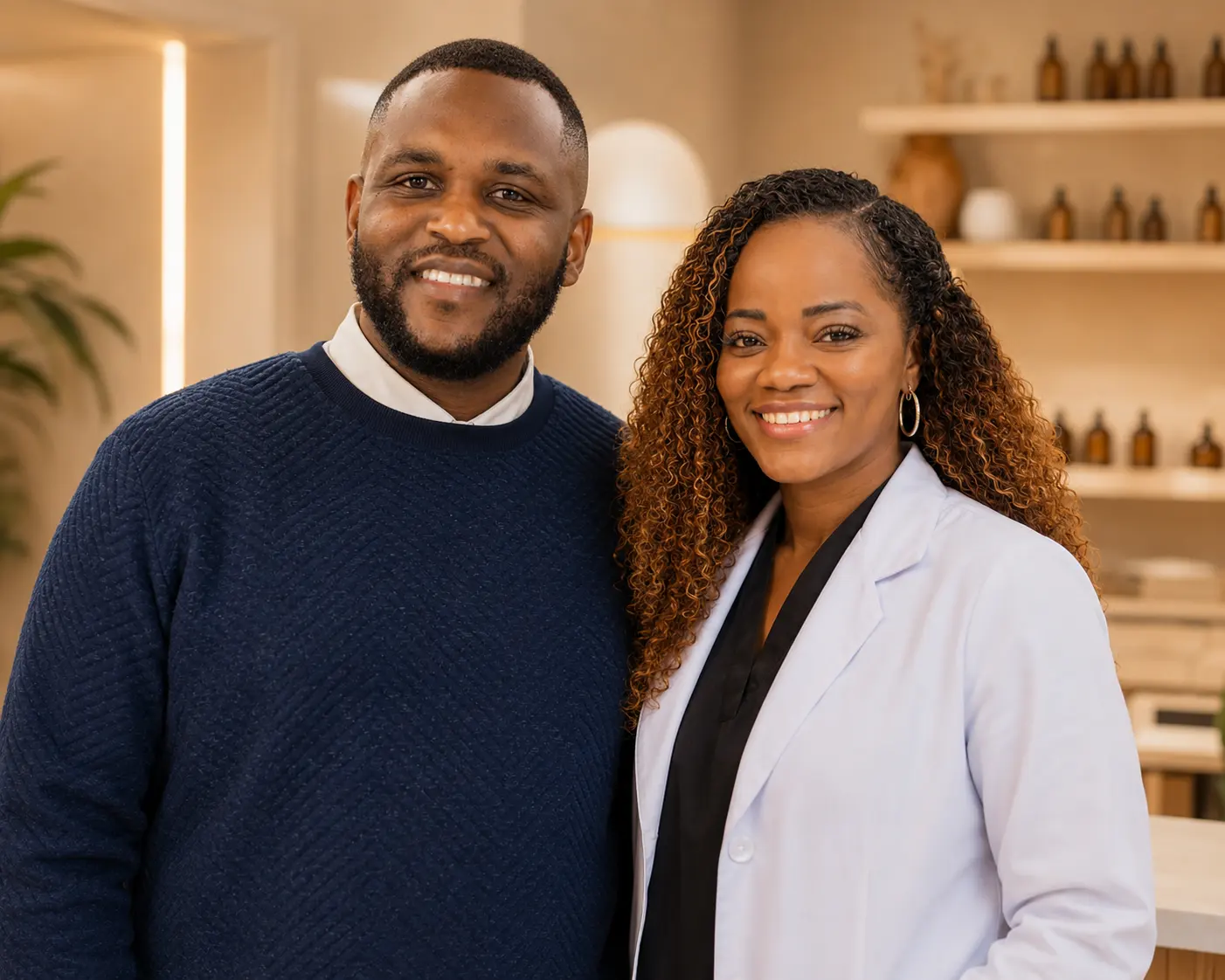 Dr. Nina Ross and Jamaal Lassiter at the Atlanta Trichology clinic